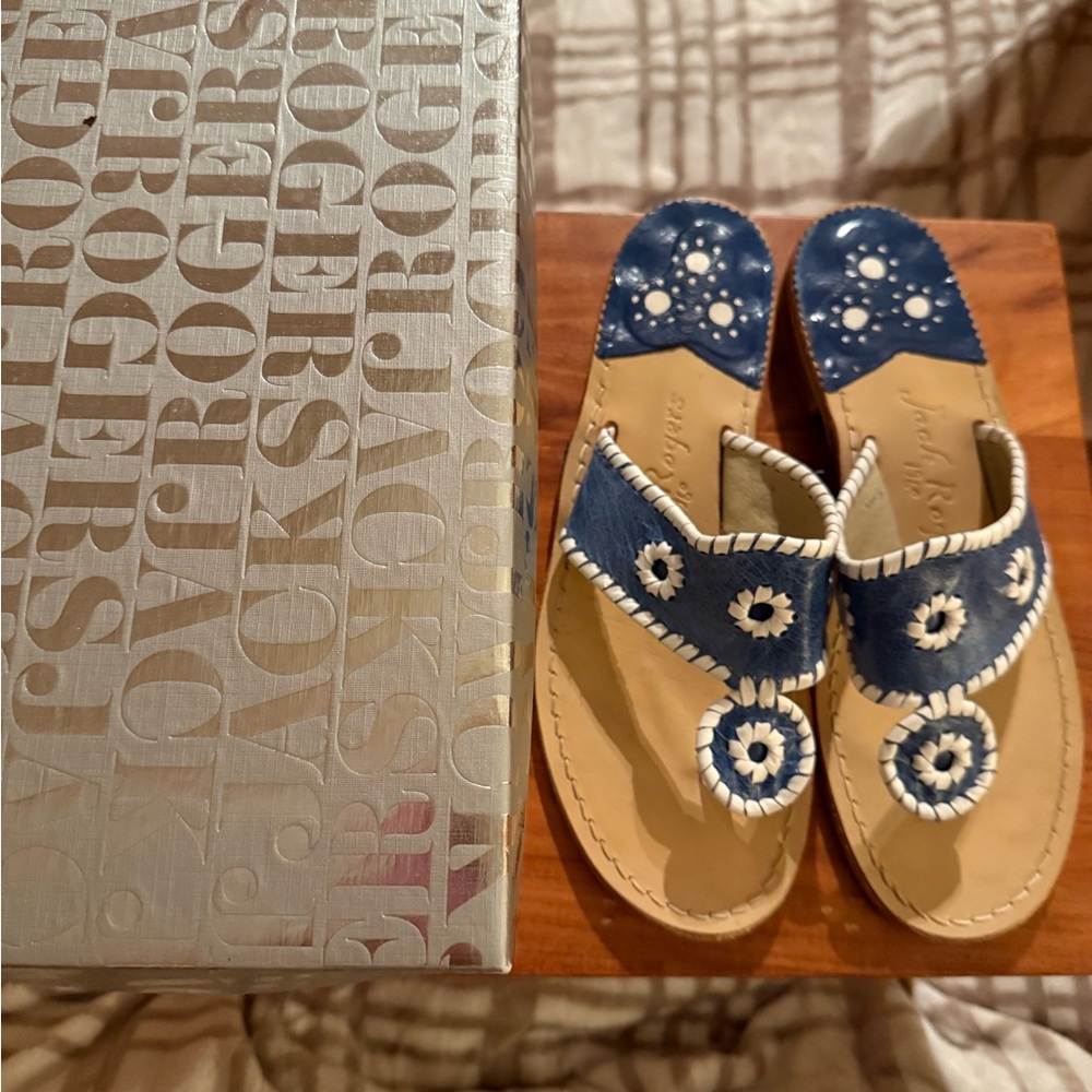 Jack Rogers Blue and White Sandals